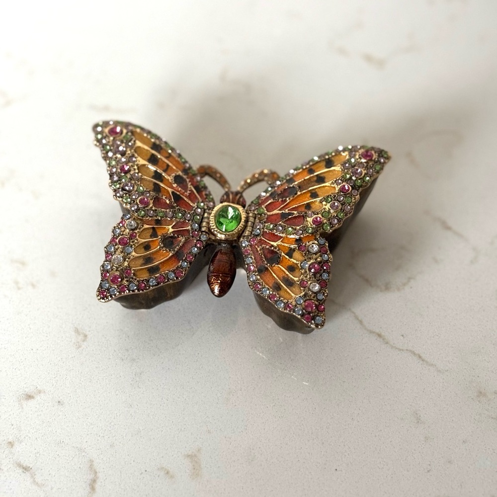 Enamel and Gemstone Butterfly Trinket Box